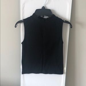 Solid Black Halter Neck Nylon Spandex Tank